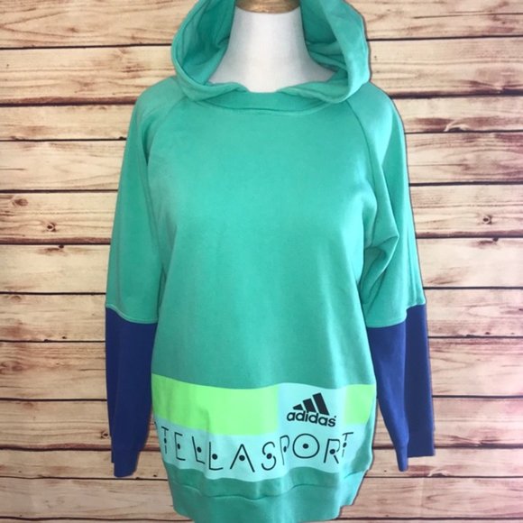 STELLA MCCARTNEY X ADIDAS Athleisure Sport Green Long Hoodie Jumper - Picture 10 of 16